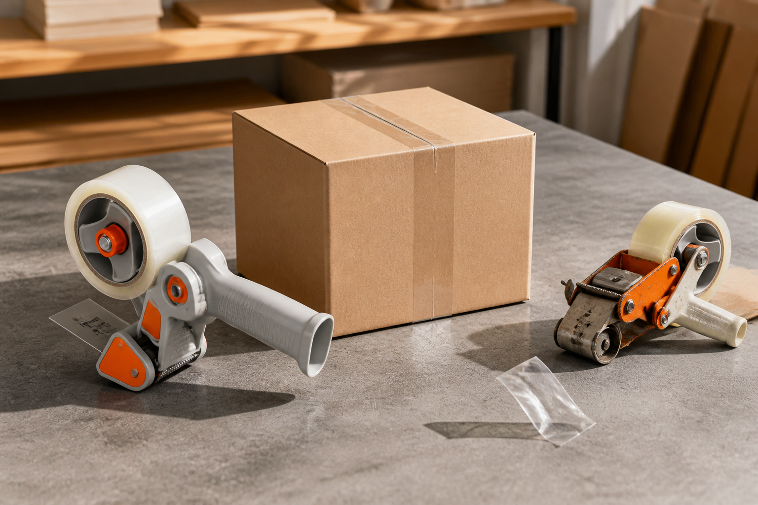 Landscape 3:2 realistic editorial photograph of a replacement packing tool being tested before the old one is removed: a